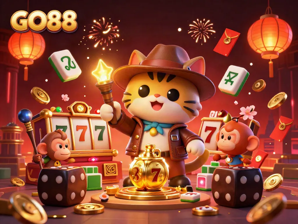 Experience exciting gameplay at GO88 with vibrant casino elements in a rich 3D setting.