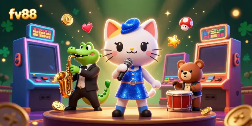 Experience the thrill of fv88 with captivating characters and vibrant casino gaming elements.