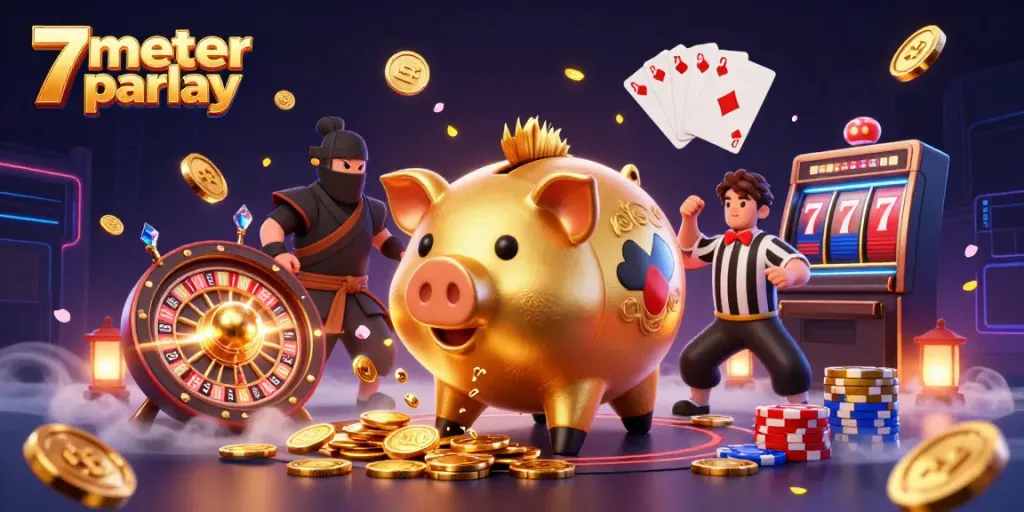 Experience thrilling action at 7meter parlay with a sumo wrestler and dynamic casino elements.