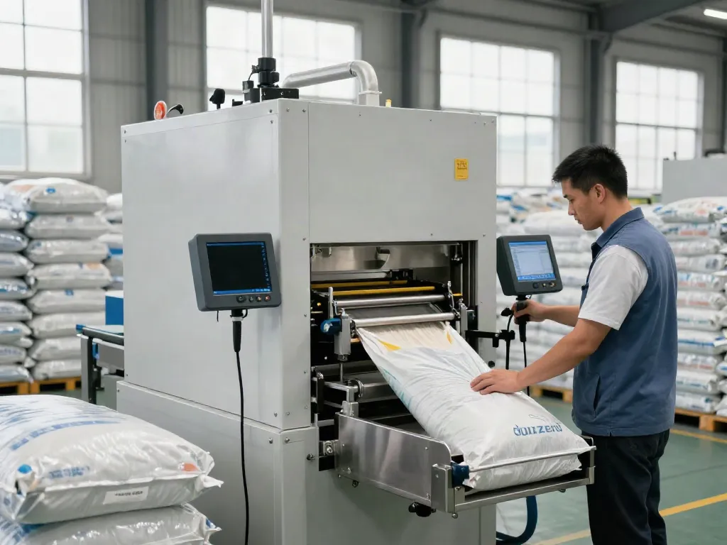 Durzerd's customized packaging solutions in action with open-mouth bagging machine operational