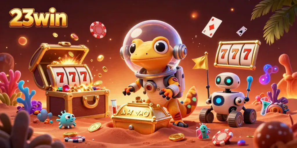Celebrate wins at 23win in a vibrant Martian casino scene filled with treasures.