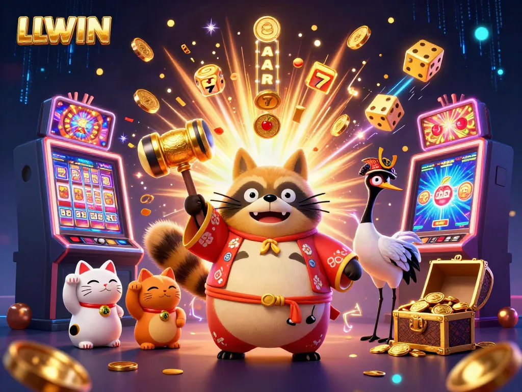 Spin to win at LLWIN with cheerful cartoon characters and a jackpot explosion!