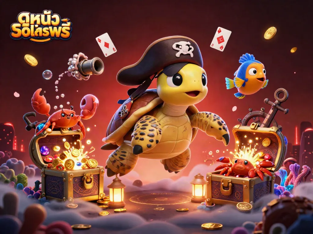 Experience the thrill of ดูหนังออนไลน์ฟรี with our vibrant 3D illustration featuring characters and lively casino elements.