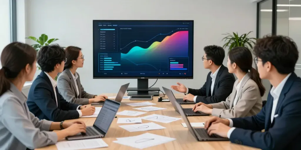 Team strategizing a one-time offer in a modern office.