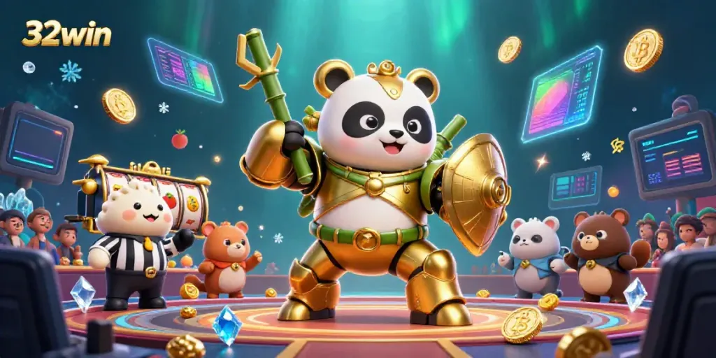 Experience thrilling gameplay with 32win in an epic 3D casino showdown featuring vibrant animated elements.