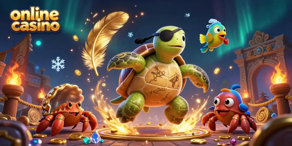 Experience thrilling underwater adventure in an online casino with a pirate turtle and friends!